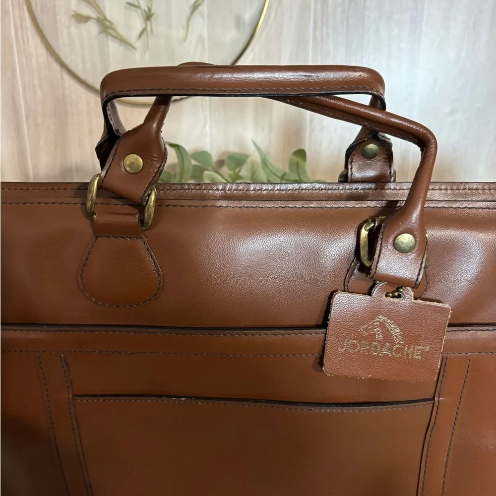 Jordache Vintage Brown Leather Men's Bag Briefcase Portfolio Unisex